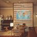 Downtown Forest Hostel & Camping in Vilnius lobby with map wall, seating area and kitchen stairway entrance