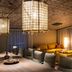 Quality Hotel The Reef in Frederikshavn lounge with yellow sofa, armchairs and hanging lantern lights