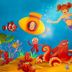 Hotel Villa Elena in Tortoreto: colorful underwater mural with mermaid, octopus, fish, and sea life