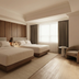 Metcalfe Montreal guest room in Montreal with two beds, wood-paneled wall, and large bright window