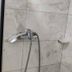 Cann Hotel, Konakli: tiled shower with wall-mounted chrome faucet and handheld showerhead