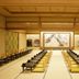 Akiu Resort Hotel Crescent in Sendai features a large traditional tatami banquet hall with rows of low tables and cushions.