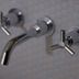 Zandpaviljoen Pier 7 in Vlissingen bathroom faucet and wall-mounted taps against patterned tile