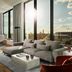 NH Collection Copenhagen suite with floor-to-ceiling windows and panoramic Copenhagen skyline views
