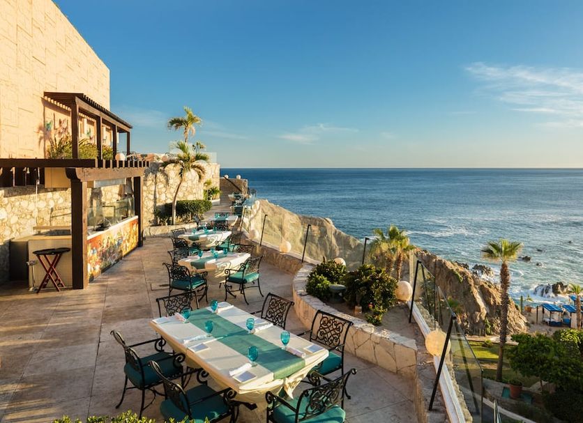 El Encanto Resort at Hacienda Encantada in Cabo San Lucas with oceanfront terrace dining and sea views