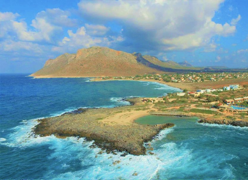 Zorbas Beach Village Hotel in Stavros with sea view of coastline, bay and mountain