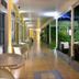 Boutique Hotel 't Klooster in Willemstad: covered patio walkway with seating and lush tropical greenery