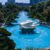 Paragon Hotel Xiangtan fountain pool with white fish sculpture and landscaped garden
