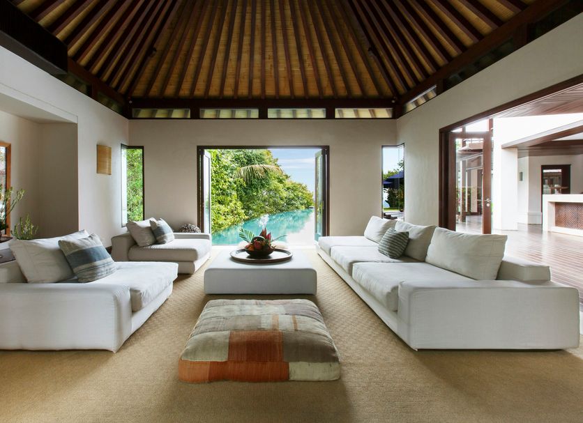 The Ungasan Clifftop Resort in South Kuta lounge with open view to lush greenery and pool