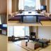 Kameya Ean in Izu room with tatami mats, low table, seating, and large window view