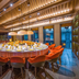 Guanyin Yiyuntai Hotel Chengdu dining room with large round banquet table and orange chairs
