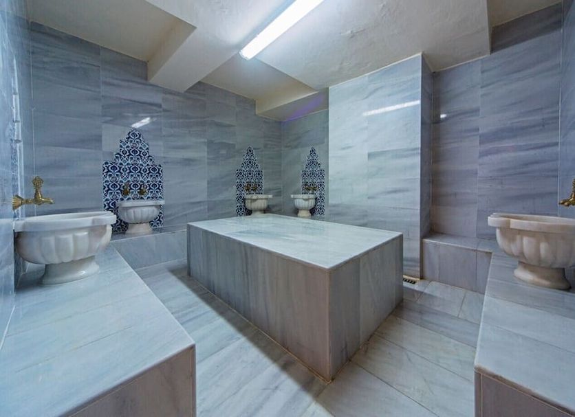 Lausos Palace Hotel Sisli Istanbul spa with marble hammam-style treatment room