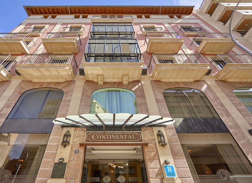 Bordoy Continental Palma hotel facade in Palma de Mallorca with balconies and central entrance