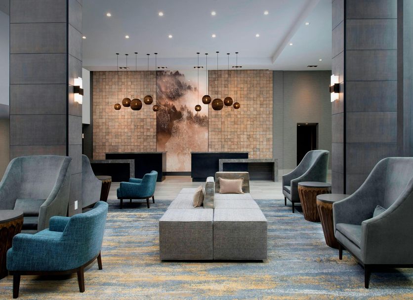 Delta Hotels by Marriott Seattle Everett lobby with modern seating and lounge area in Everett