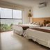 Hotel Vistalmar, Manta guest room with two beds and ocean view through large window