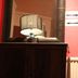 The Bull And Bush Hotel Kingston room with striped lamp on dark cabinet, Kingston upon Thames