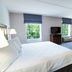 Hampton Inn & Suites Berkshires-Lenox room with king bed, TV, sofa, and window seating in Lenox