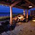 Hotel Biwanso in Nanao, open-air hot spring bath with ocean view at dusk