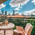 Il Mondo Boutique Hotel Brisbane balcony with table, city skyline and river views