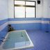 Villa Katashio in Nozawa Onsen: indoor bathing room with tiled floor, tub, shower and window