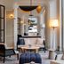 Sofitel Shanghai North Bund lounge in Shanghai with arched mirrors, seating and city view