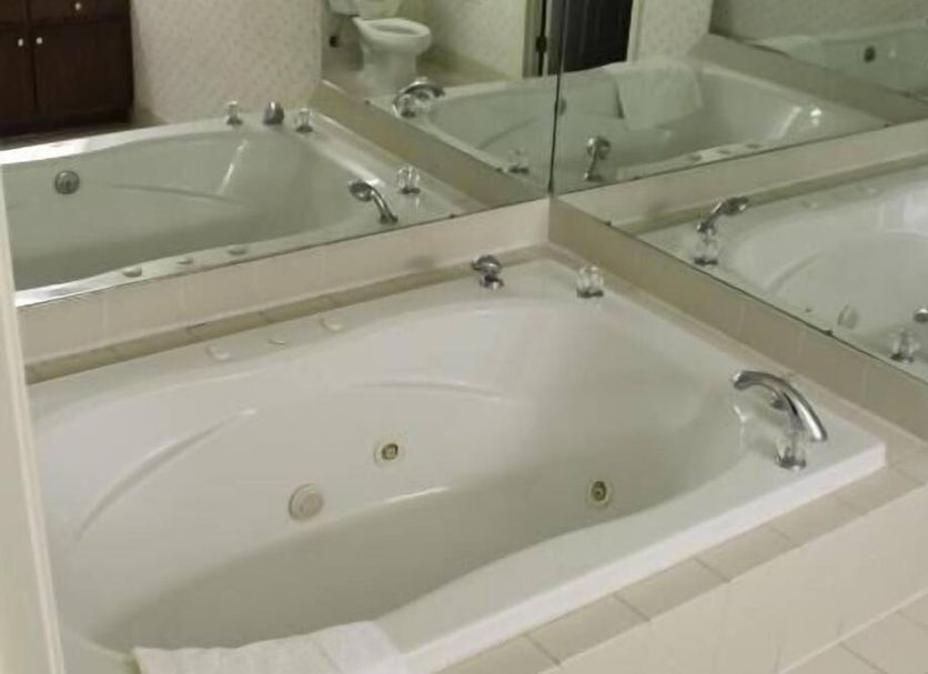 Apple Annie's Inn Nashville bathroom with an oval soaking tub and mirrored wall