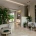 UNA Hotels Villa Dei Platani Foligno lobby with seating, shelving and garden view