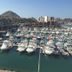 Studio Suite at Marina Cabo Plaza in Cabo San Lucas overlooking a marina with boats and hillside views
