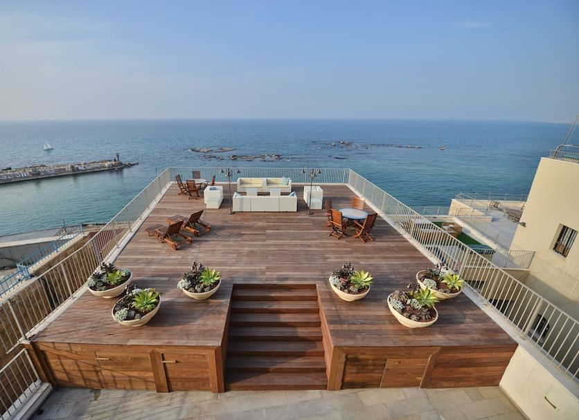 Casa Nova Boutique Hotel Tel Aviv rooftop terrace with sea view and lounge seating