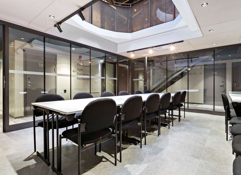 Best Western Hotel at 108 in Stockholm meeting room with long conference table and glass walls