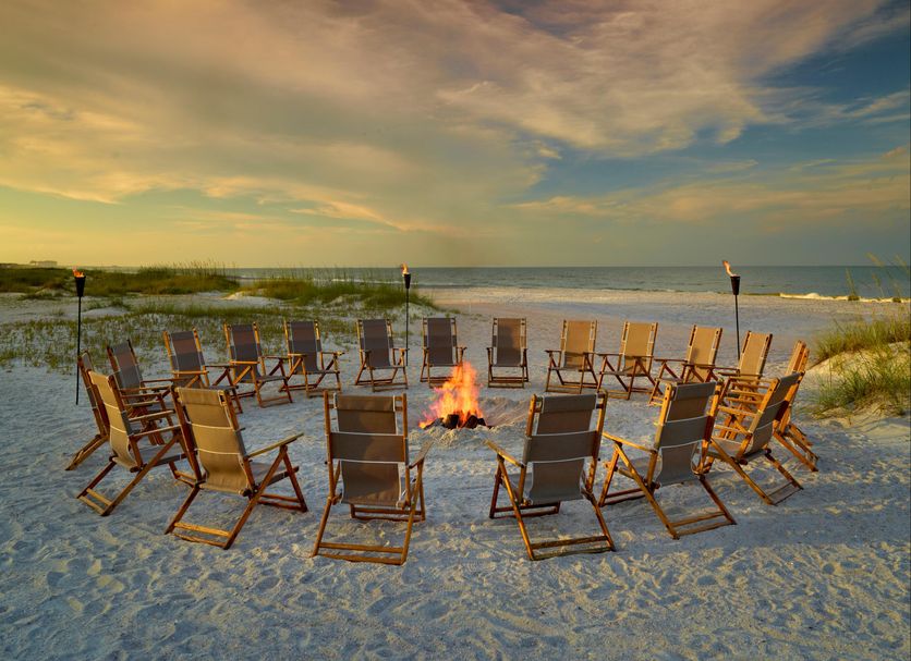 Fire pit on the beach at Omni Amelia Island Resort & Spa in Fernandina Beach, with ocean view