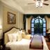 Moller Villa Hotel Shanghai room with ornate bed, balcony doors, and city view in Shanghai