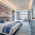 Redstar Culture Hotel Hangzhou twin room with city view, large window, and modern blue accents