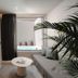 Emery Hotel in Naxos guest room with sofa, round table, wall shelves, and private plunge pool view