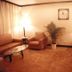 Lvjing International Hotel Taizhou lounge with sofa, armchair, glass table, potted plant, and TV