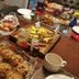 Breakfast spread at Maurrocks Bed & Breakfast in Mt Pocono with muffins, eggs, fruit, and coffee.