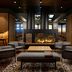 Moxy Asheville Downtown lobby lounge with fireplace, mountain views, and modern seating in Asheville