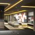 Oakwood Residence Kapil Hyderabad lobby lounge with modern seating, illuminated reception desk, and feature wall