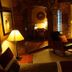 Lodge At Sedona lounge with stone walls, leather chairs and warm lamps in Sedona