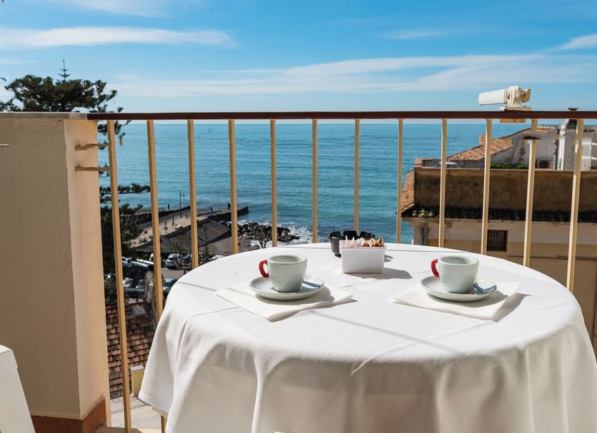 Hotel Baia Verde in Maiori: balcony table set for two with sea view over the coast