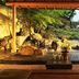 Gora Kadan Hakone rock garden with lantern-lit open-air soaking bath and mountain greenery