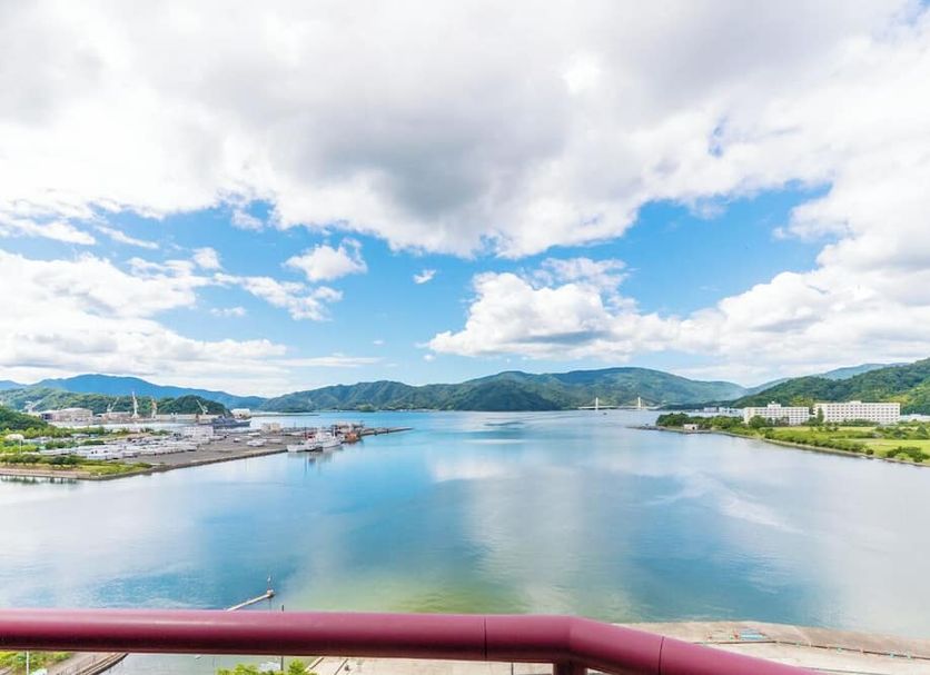 Hotel Mare Takata in Maizuru with balcony view over a calm bay and mountains