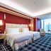 The Lin Hotel in Taichung City guest room with twin beds, city view, and lounge chairs