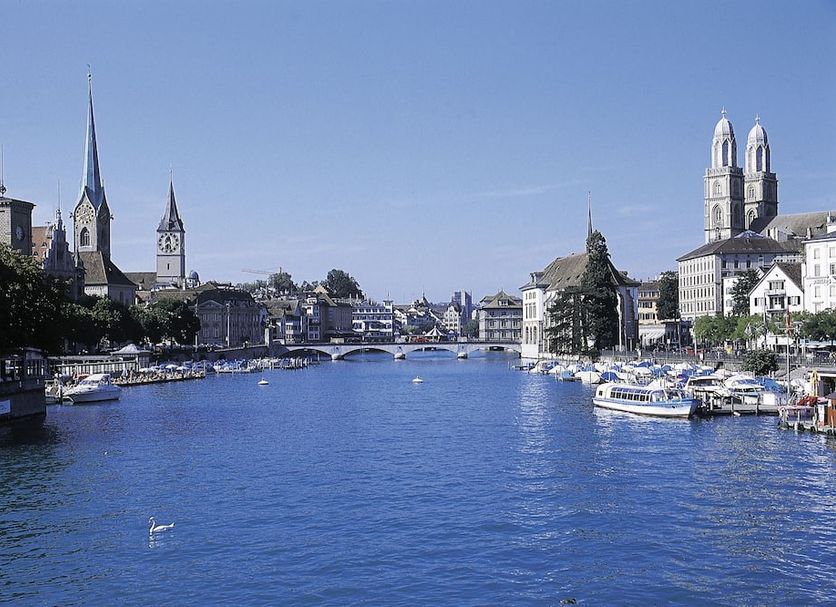 Boutique & Art Hotel Helvetia in Zurich with river and city skyline view