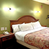 Red Carpet Inn - New Brunswick guest room with king bed, wall lamps, window and curtained view