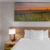 Days Inn by Wyndham Mason City guest room with king bed, lamps, and sunflower wall art