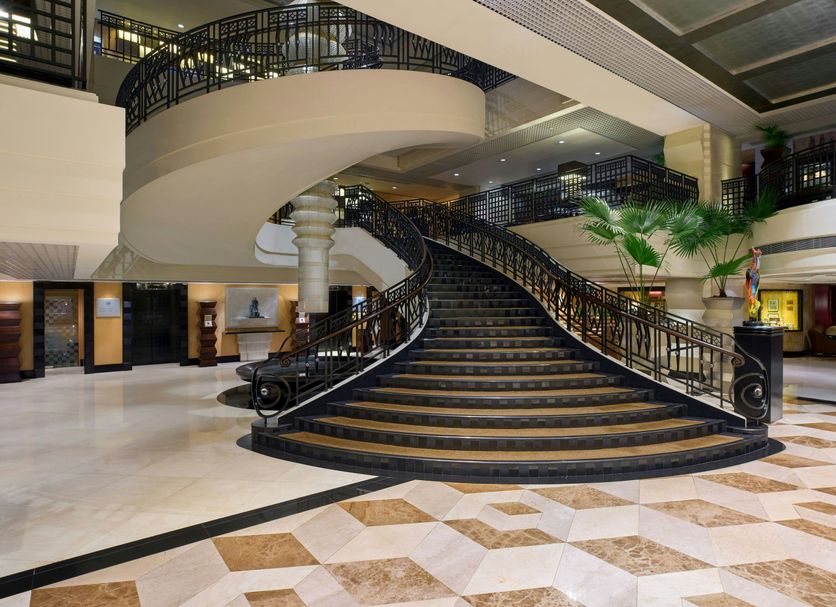 Grand staircase in the Sheraton Hong Kong Hotel & Towers lobby, Hong Kong