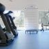Eldorado Atibaia Eco Resort fitness room with treadmills, exercise equipment, and large windows in Atibaia