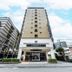 APA Villa Hotel Kyoto-Ekimae in Kyoto, exterior view of the tall hotel building and entrance