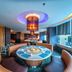 Swiss-Belhotel Mangga Besar in Jakarta dining area with round table, curved banquette seating and large windows